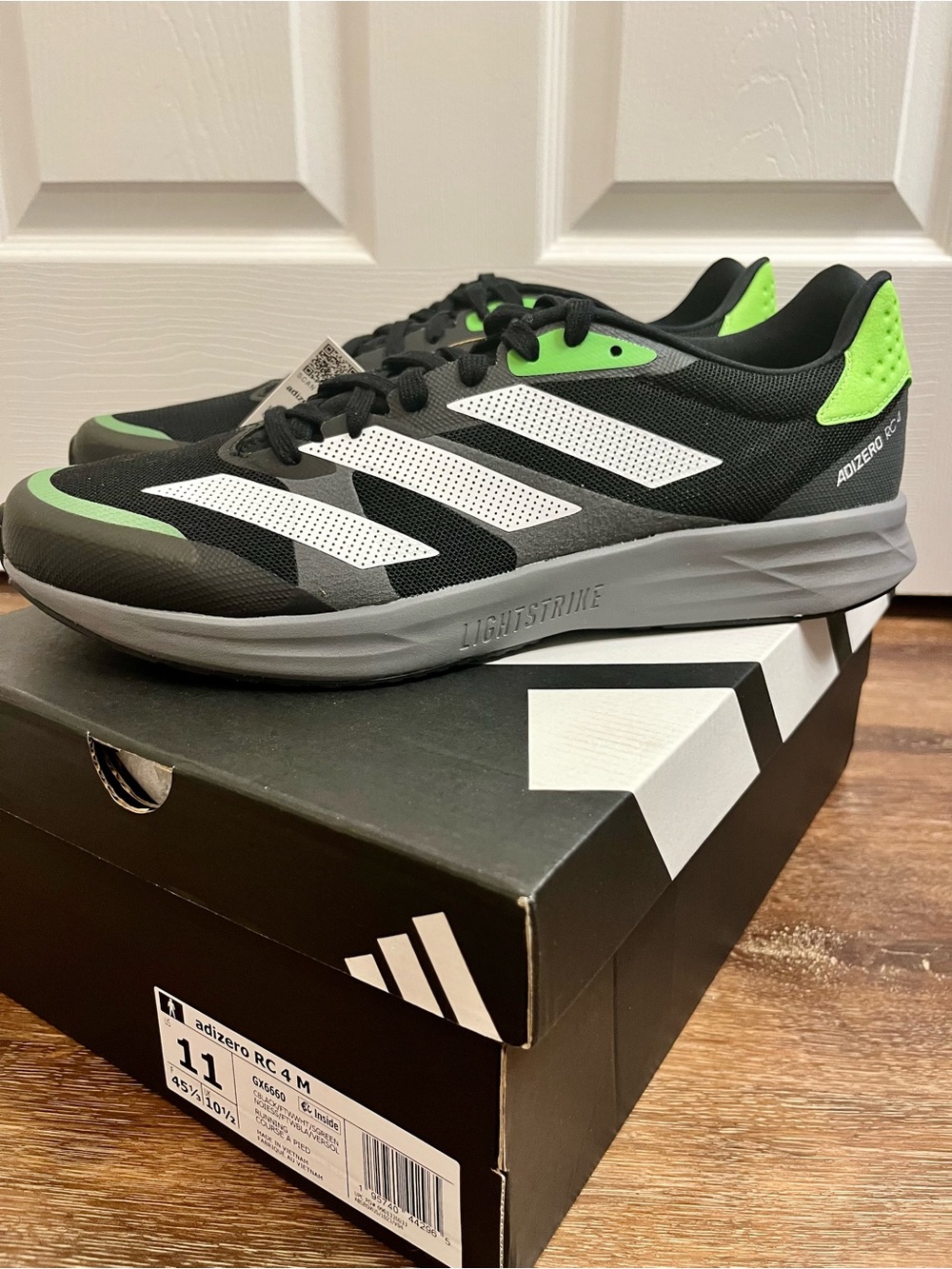 adidas Adizero RC 4 Running Shoes - Black & Neon Green